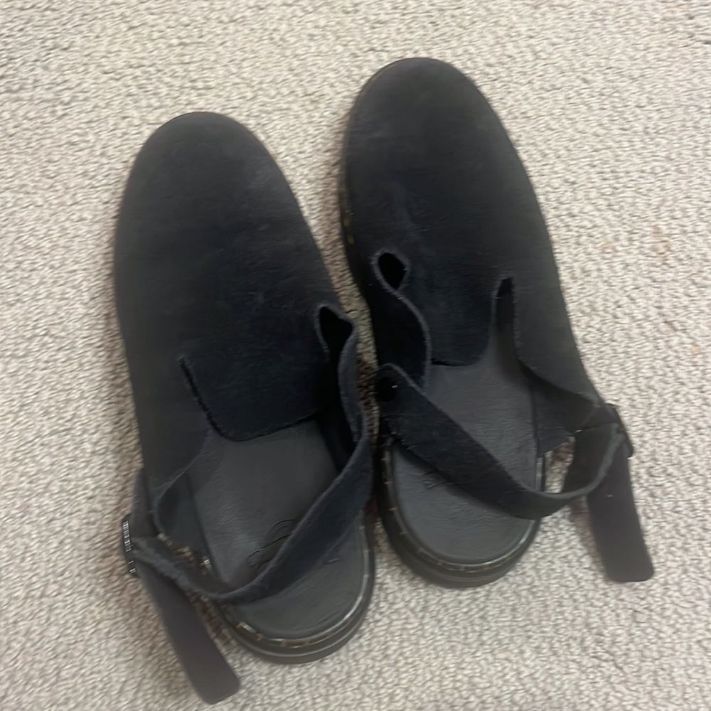Dr. Martens Black Suede Clog Mules with Buckle - Picture 4 of 5